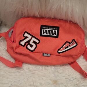 Puma Bright Orange Patch Fanny Pack Bag with Sporty Patches